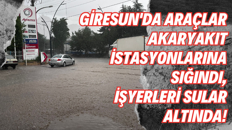 Giresun'da Araçlar Akaryakıt İstasyonlarına Sığındı, İşyerleri Sular Altında!